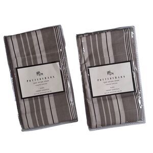 Pottery Barn Lyon Stripe Euro Pillow Sham 26x26 Set Of 2 Brown Tan Ivory